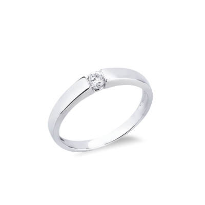 Tension setting white gold ring 0.15 ct diamond