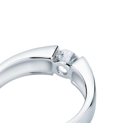 Diamond ring 18k white gold tension setting 0.50 ct
