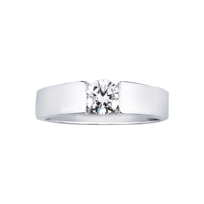 Diamond ring 18k white gold tension setting 0.50 ct
