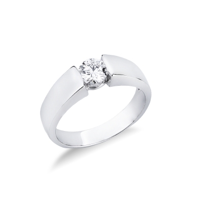Diamond ring 18k white gold tension setting 0.50 ct