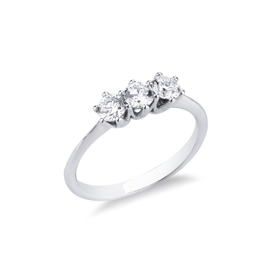 Diamond trilogy classic ring in 18kt white gold