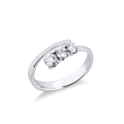 White gold 750 TOI&MOI ring with three diamonds