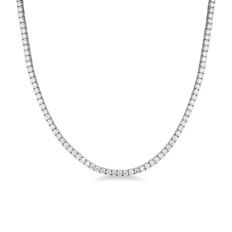 Tennis necklace in 18k white gold with diamonds  Tennis necklace in 18k white gold with diamonds