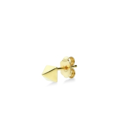Single pyramid earring 18kt yellow gold