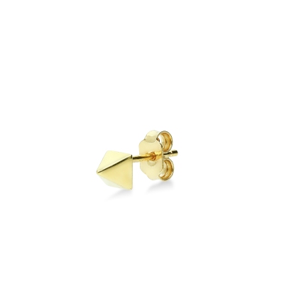 Single pyramid earring 18kt yellow gold