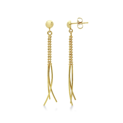 Beaded pendant earrings in 18kt yellow gold