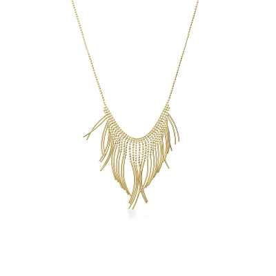 Beaded bohemian necklace in 18kt yellow gold