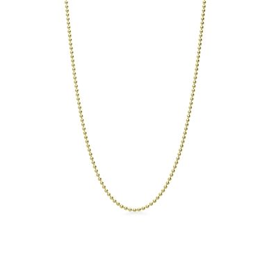 Thin beaded chain necklace in 18kt yellow gold