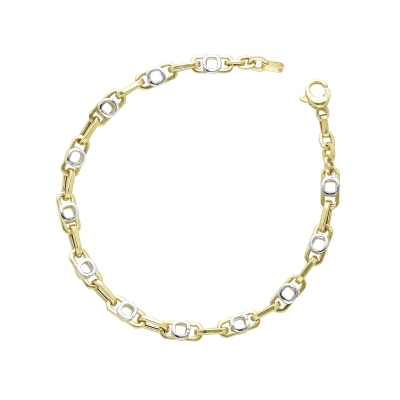 Modern two-tone 18kt gold link chain bracelet