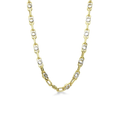 Modern two-tone 18kt gold link chain necklace