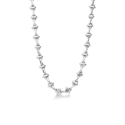 Chain-link geometric necklace in 18kt white gold
