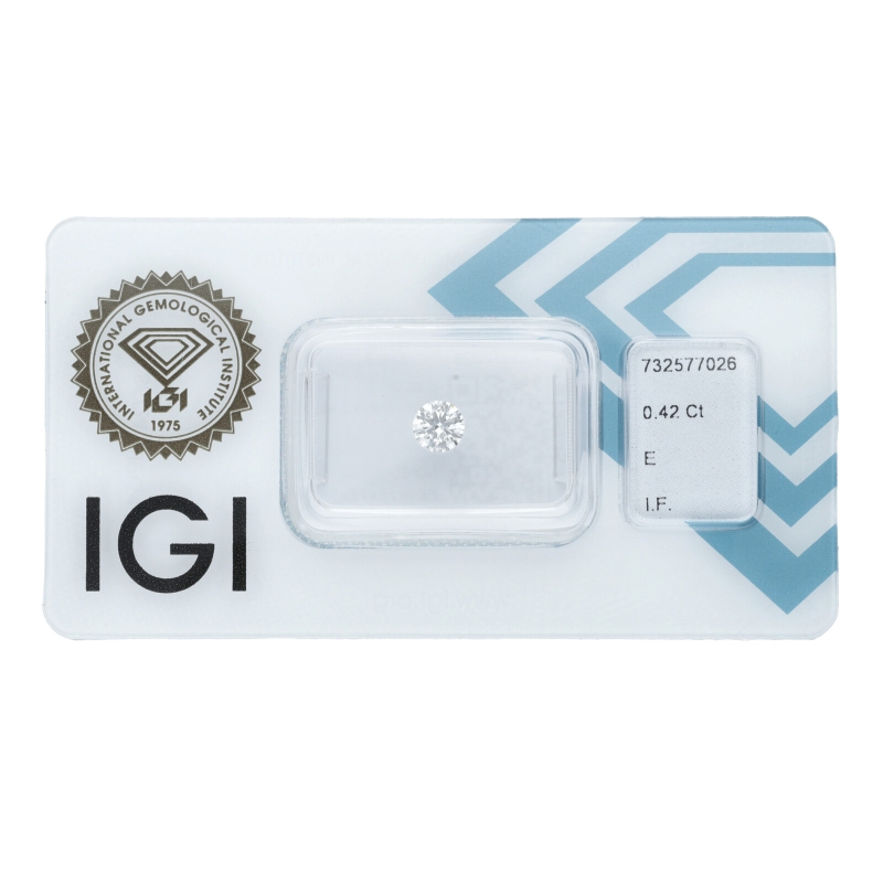 IGI Certified Diamond   CT 0,42   E  I.F. IGI Certified Diamond   CT 0,42   E  I.F.