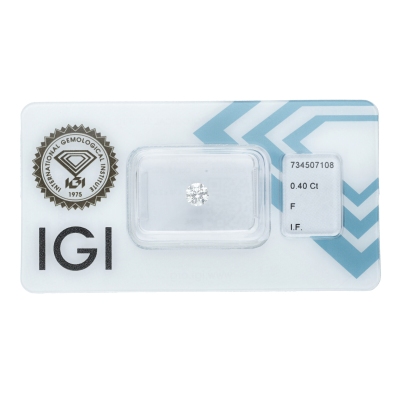 IGI Certified Diamond   CT 0,40   F   I.F.