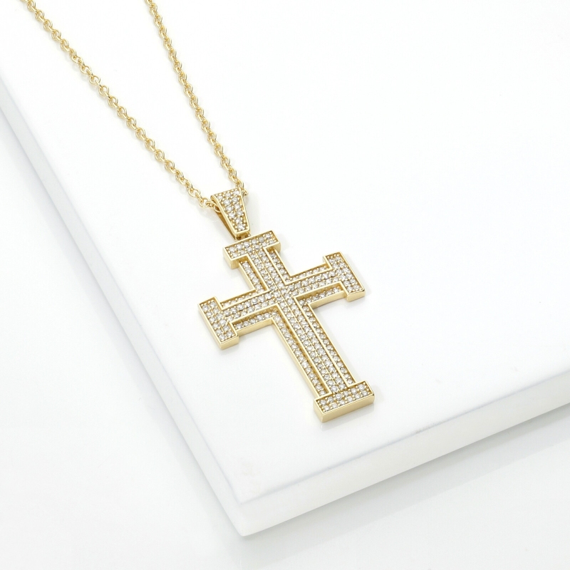 Diamond pave cross pendant in 18kt yellow gold Diamond pave cross pendant in 18kt yellow gold