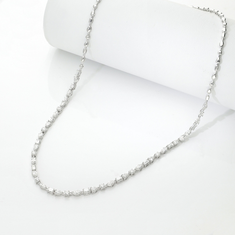 Modern tennis diamond necklace in 18kt white gold Modern tennis diamond necklace in 18kt white gold