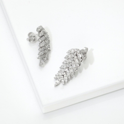 Diamond laurel leaf pendant earrings in 18kt white gold