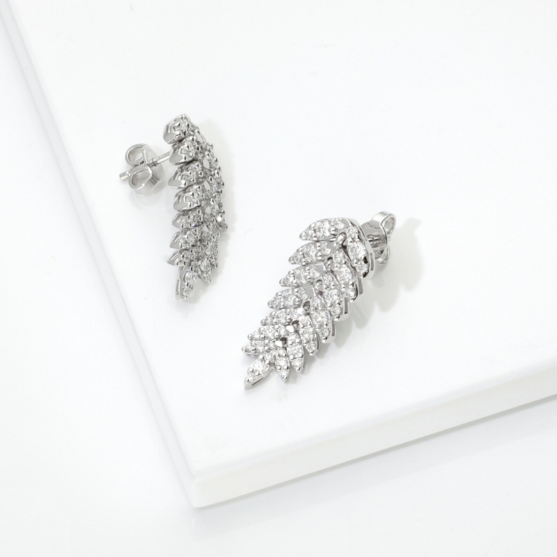 Diamond laurel leaf pendant earrings in 18kt white gold Diamond laurel leaf pendant earrings in 18kt white gold
