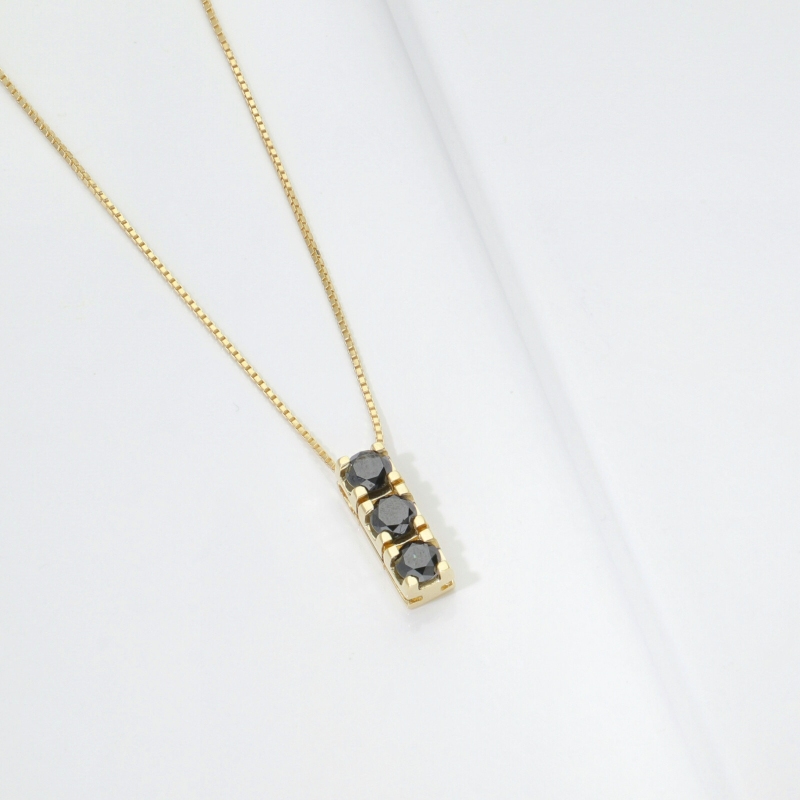 Trilogy black diamond necklace in 18kt yellow gold Trilogy black diamond necklace in 18kt yellow gold