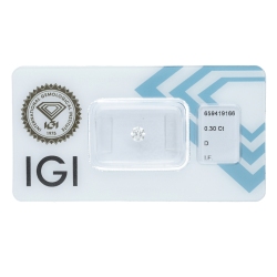 IGI Certified Diamond   CT 0,30   D   I.F.