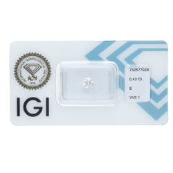 IGI Certified Diamond   CT 0,43   E   VVS 1