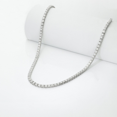 Diamond tennis necklace white diamonds 18kt white gold