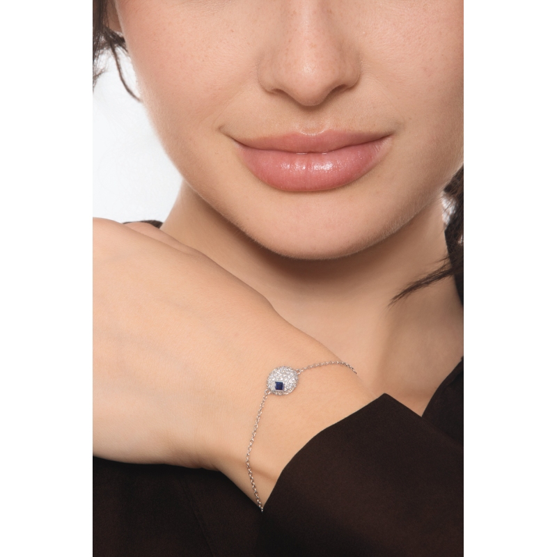 Diamond pavè pendant Bracelet with sapphire in 18kt white gold