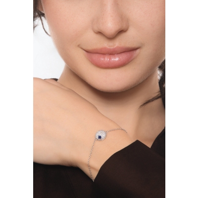 Diamond pavè pendant Bracelet with sapphire in 18kt white gold