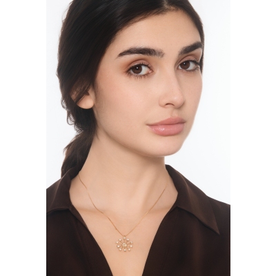 Necklace in yellow gold 18k with diamond firework pendant