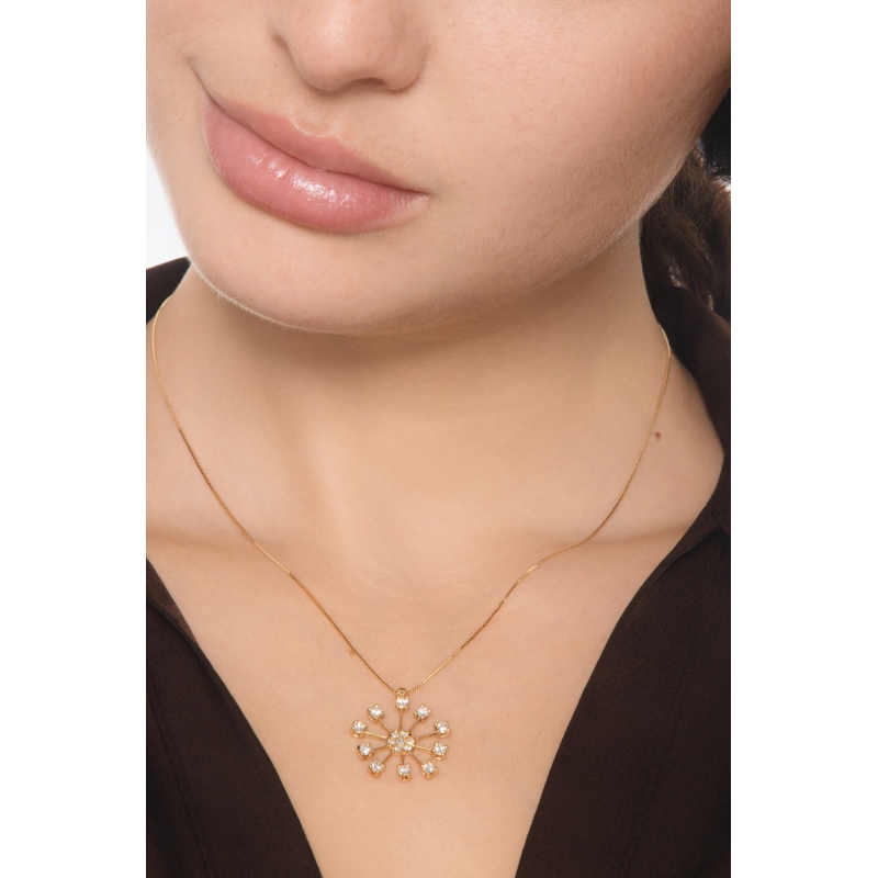 Necklace in yellow gold 18k with diamond firework pendant