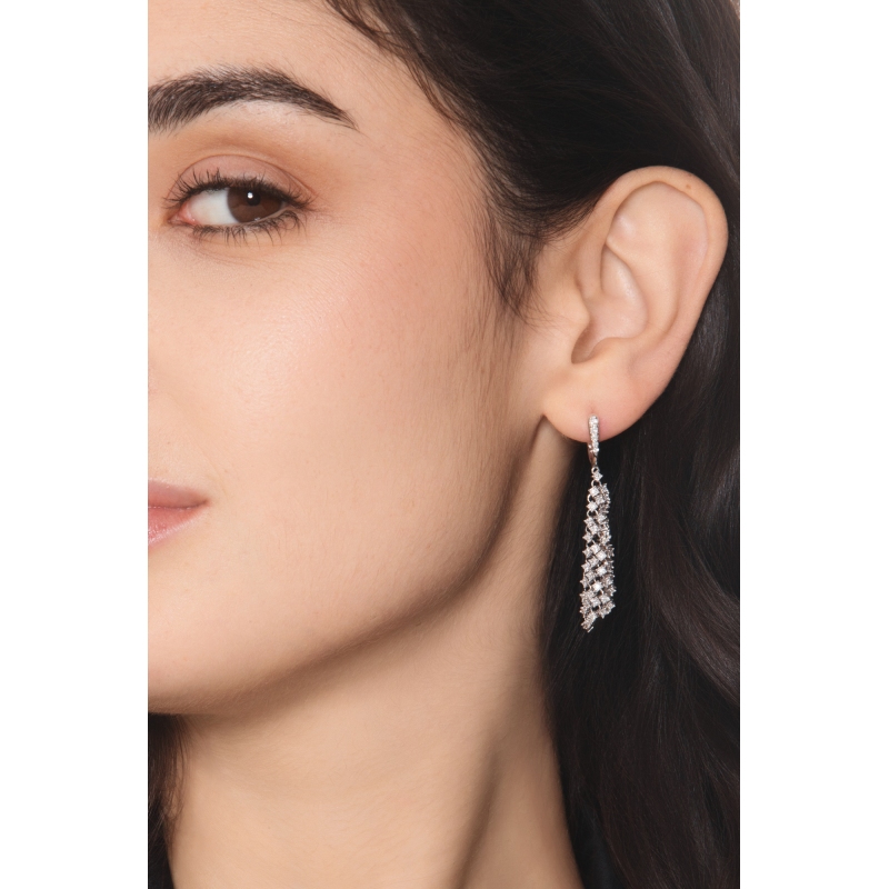 Elegant drop earrings white gold 18k with diamonds