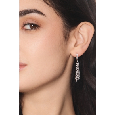 Elegant drop earrings white gold 18k with diamonds