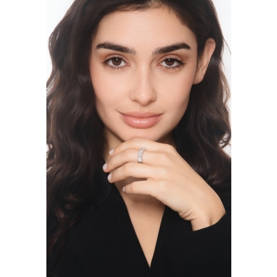 White gold 18k 5 diamonds half eternity ring ct 2,20 