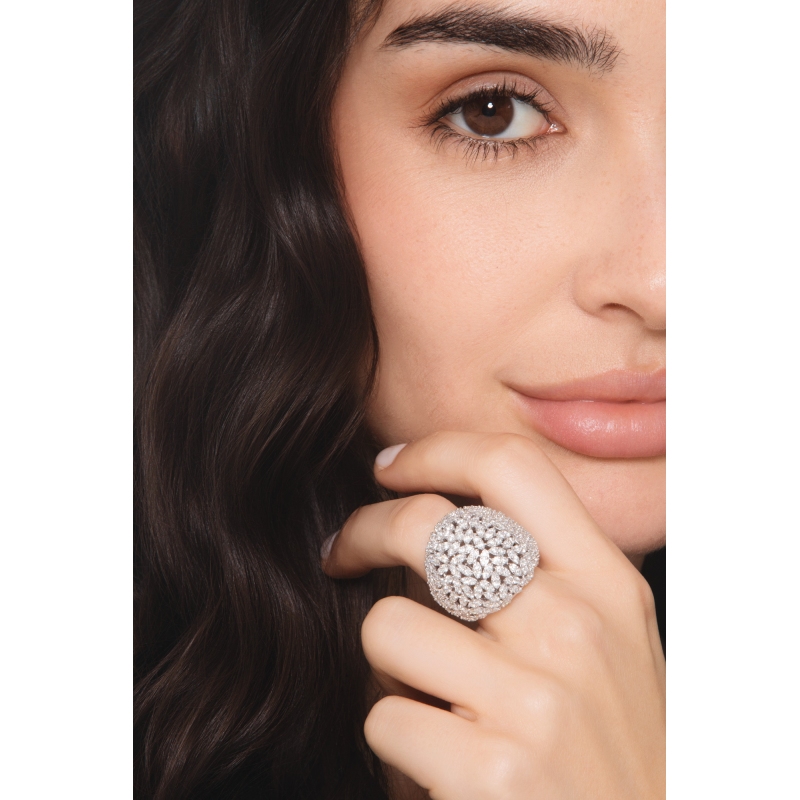 Cocktail diamond dome ring in 18kt white gold Cocktail diamond dome ring in 18kt white gold
