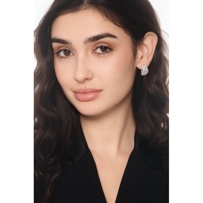 Diamond latch back hoop earrings in 18kt white gold Diamond latch back hoop earrings in 18kt white gold