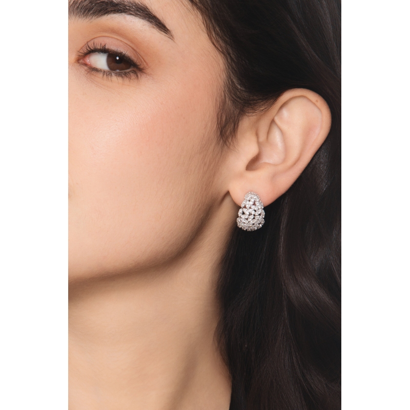 Diamond latch back hoop earrings in 18kt white gold Diamond latch back hoop earrings in 18kt white gold