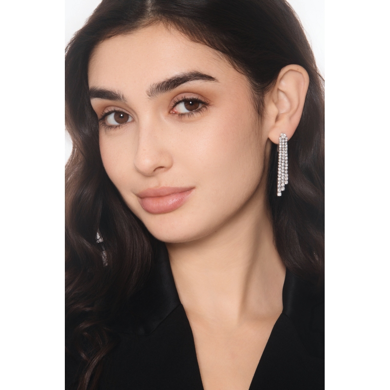 Tennis drop diamond earrings in white gold 750  Tennis drop diamond earrings in white gold 750