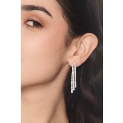 Tennis drop diamond earrings in white gold 750  2