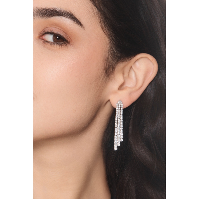 Tennis drop diamond earrings in white gold 750  Tennis drop diamond earrings in white gold 750