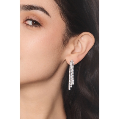Tennis drop diamond earrings in white gold 750 
