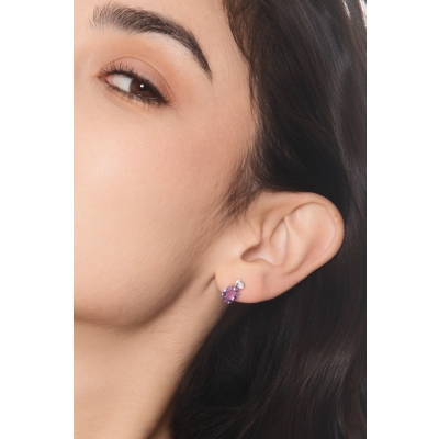 Amethyst and diamond stud earrings in 18kt white gold