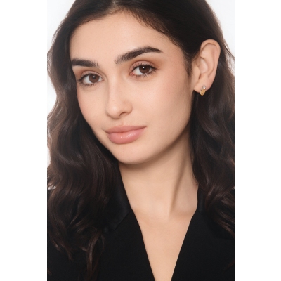 Yellow citrine and diamond stud earrings in 18kt white gold