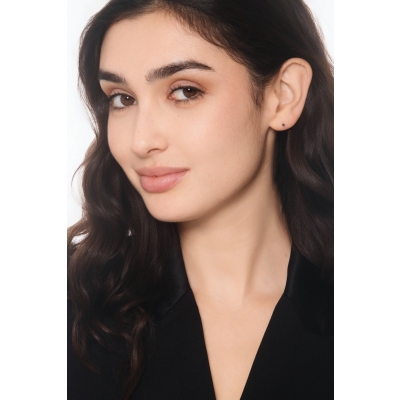 Black diamond single earring in white gold 18k