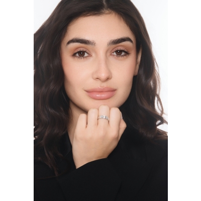 Diamond ring 18k white gold tension setting 0.50 ct