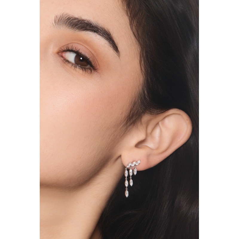 White gold drop earrings with diamonds marquise cut