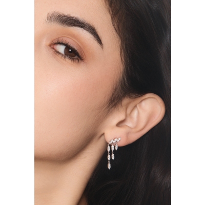 White gold drop earrings with diamonds marquise cut