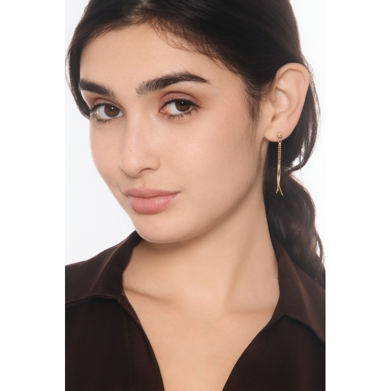 Beaded pendant earrings in 18kt yellow gold