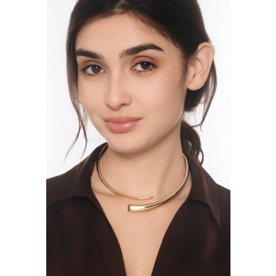 Bypass rigid necklace in 18kt yellow gold