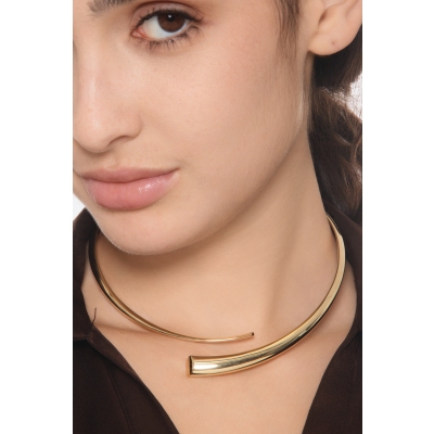 Bypass rigid necklace in 18kt yellow gold
