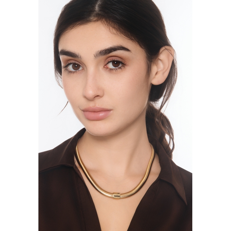 Tubogas rigid necklace in 18kt yellow gold Tubogas rigid necklace in 18kt yellow gold