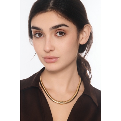 Tubogas rigid necklace in 18kt yellow gold